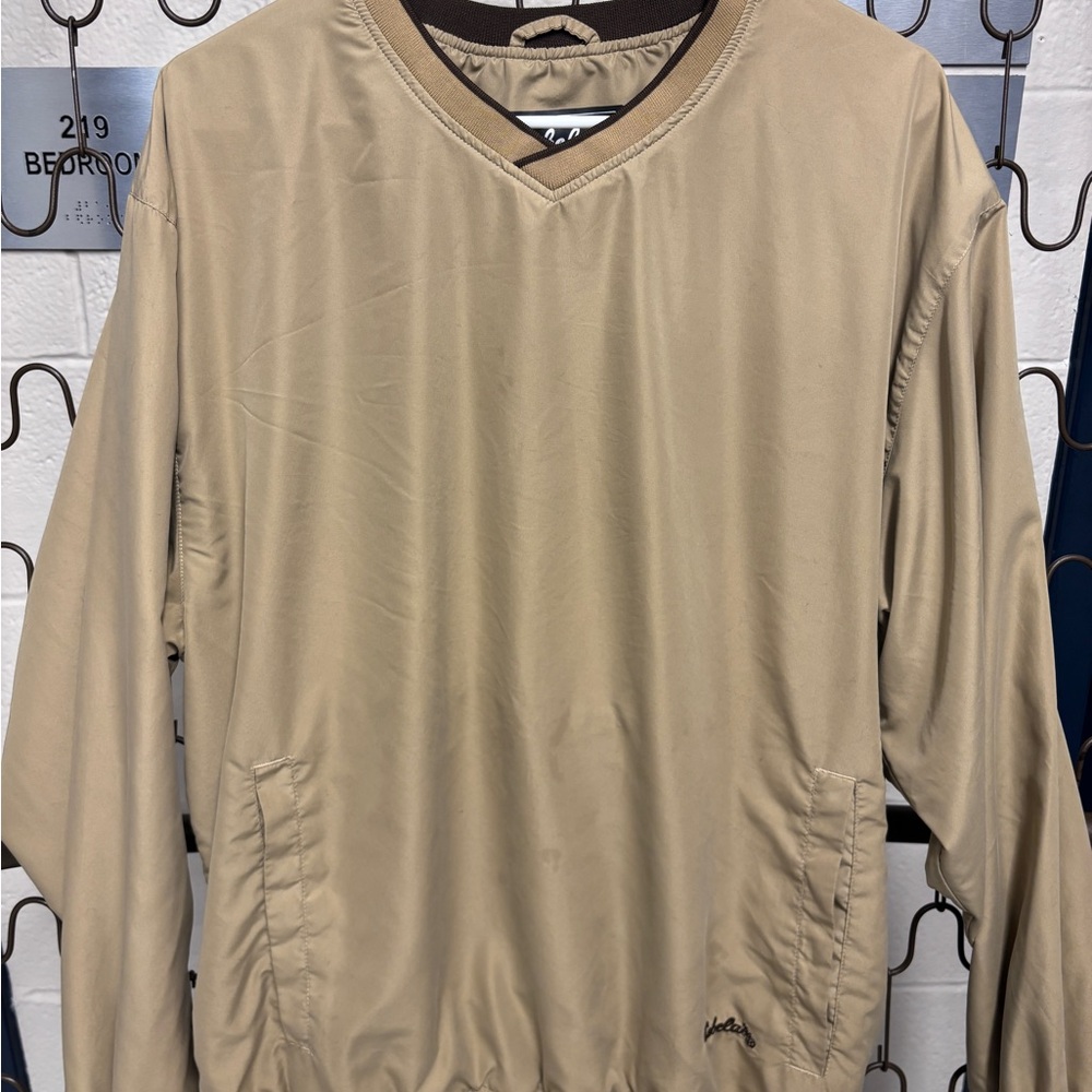 Cabela's Beige and Brown V-Neck Pullover waterproof coat